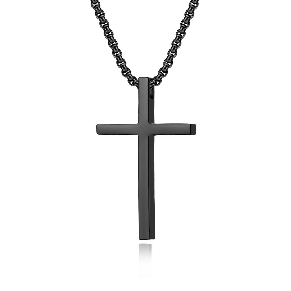 Minimalism Stainless Steel Cross Pendant Necklace Religious Jewelry Men Women Sweater Chain