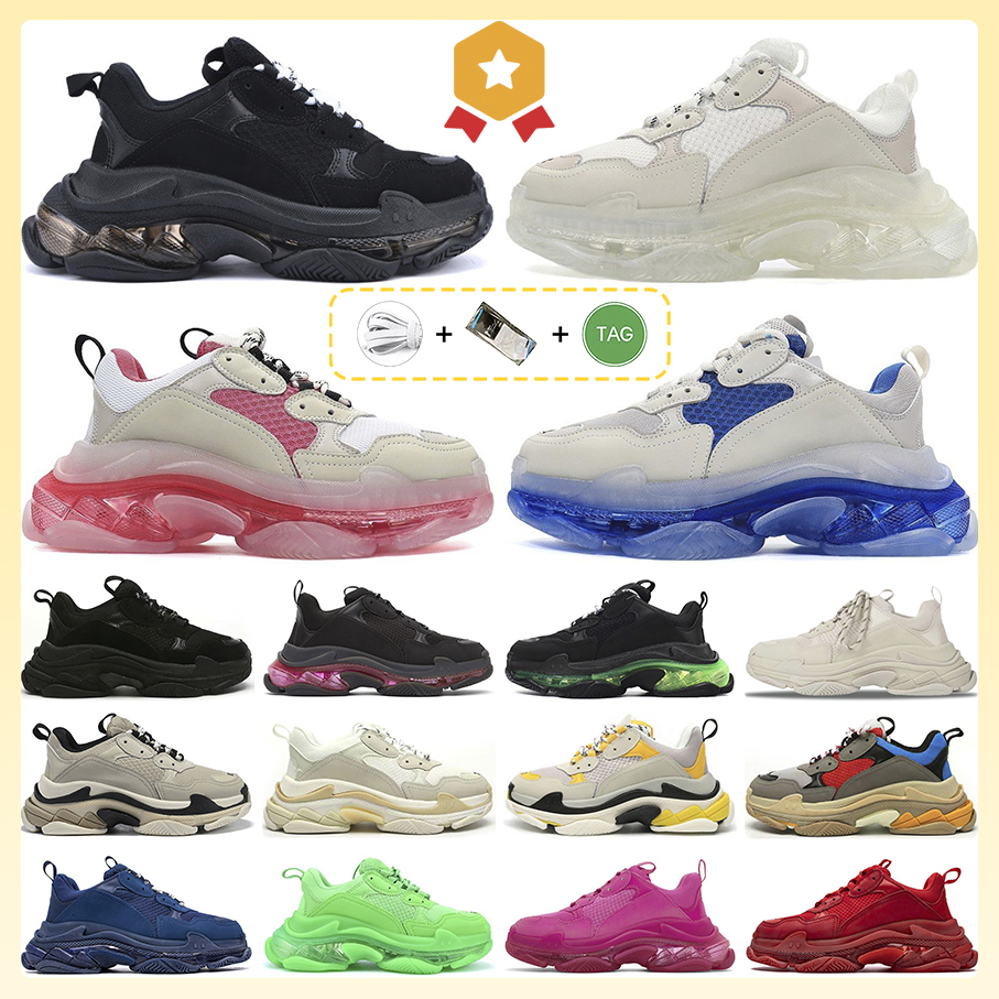 2023 Balencaigas Triple S men women designer shoes platform sneakers clear sole black white grey red pink blue Royal Neon Green mens trainers Tennis