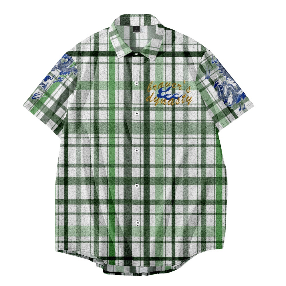 Mens clothing shirts men designer tops men's shirt new style summerShort sleeve shirt personality men casual beach top stand collar digital print