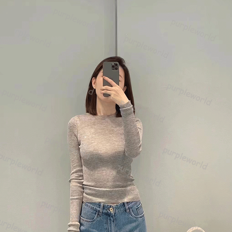 Womens T Shirt Base Shirt Womens Crew Neck Thin Knit T Shirt Top Long Sleeved Knit Sweater