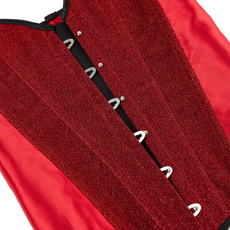 Women Overbust Satin Corset with Glitter Shimmery Detailing Women Fashion Plastic Bones Shapewear Corpete Korset No Frill No Trim Multicolors