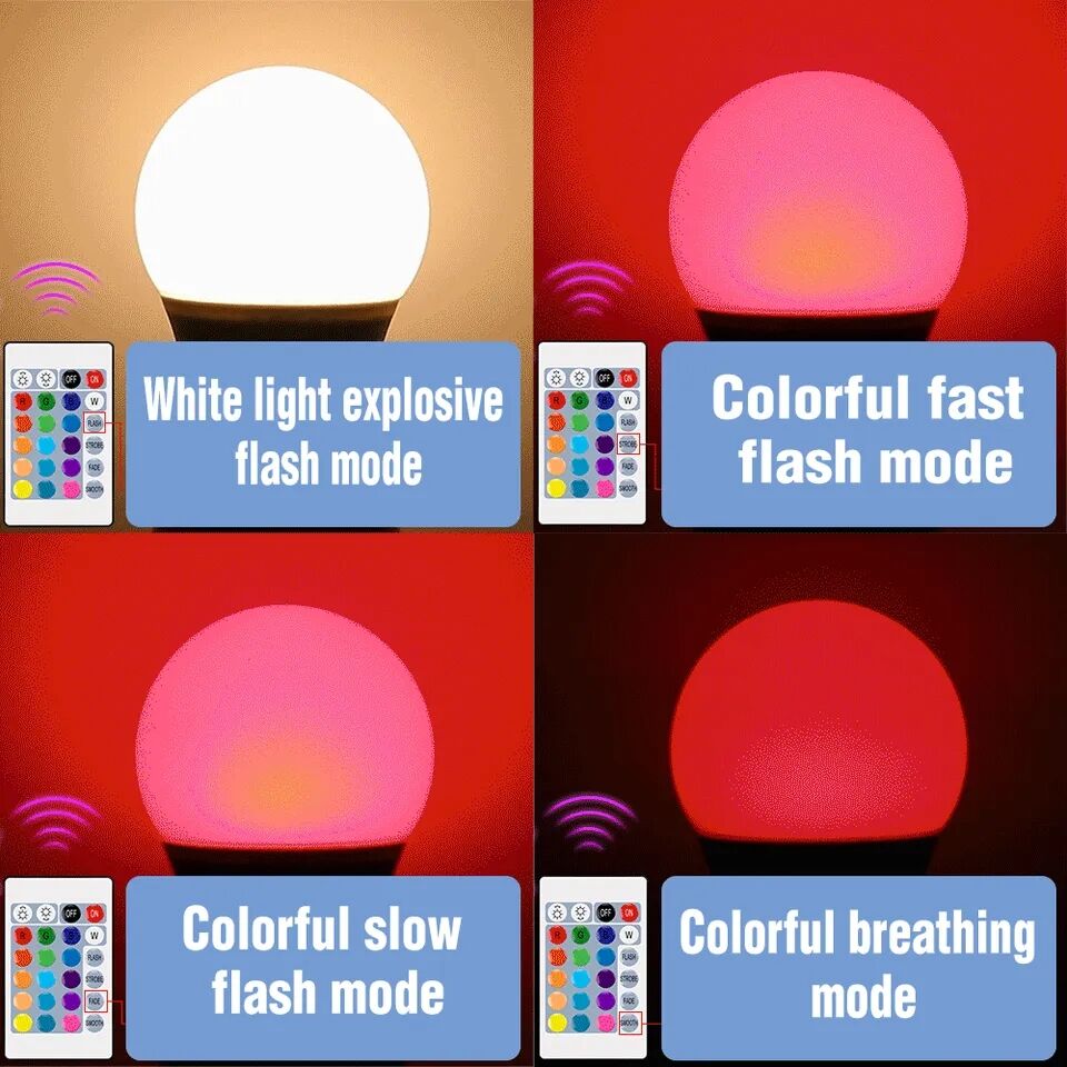 LED Ampoule Ruban Intelligente remote control Led Smart Bulb E27, RGB Ampoule 7W