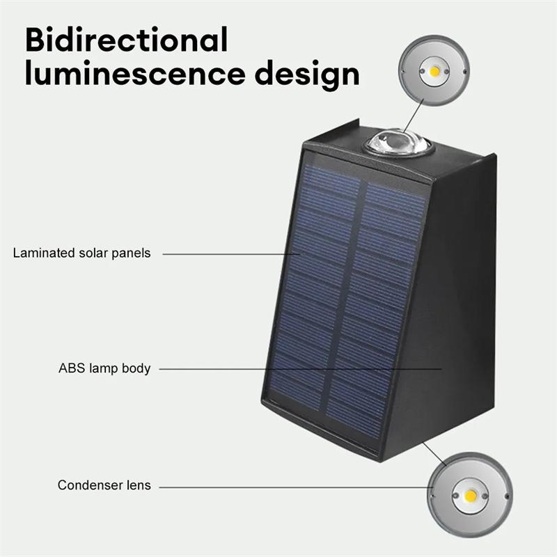 Outdoor LED Solar Wall Light Waterproof Garden 2led Up And Down Decoration Villa Courtyard Porch Stair Fence Wall Lamp