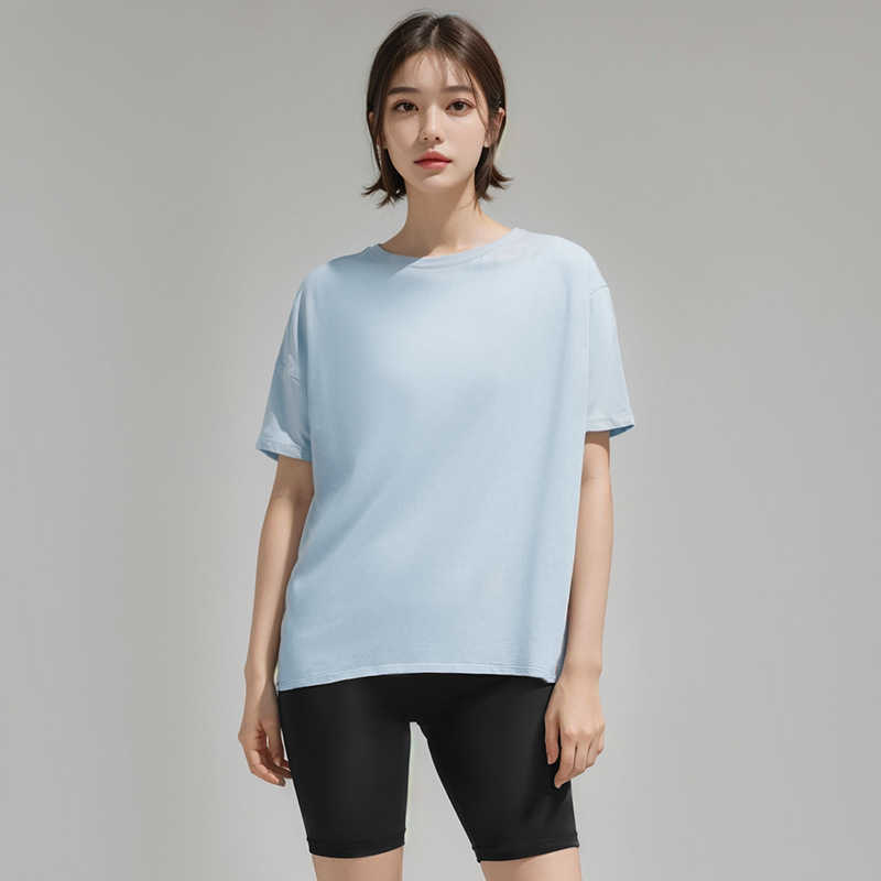 Summer Yoga Suit Sun Resistant Short Sleeved Women's Sports Loose T-shirt High Elasticity Breathability Comfort Fitness Tops