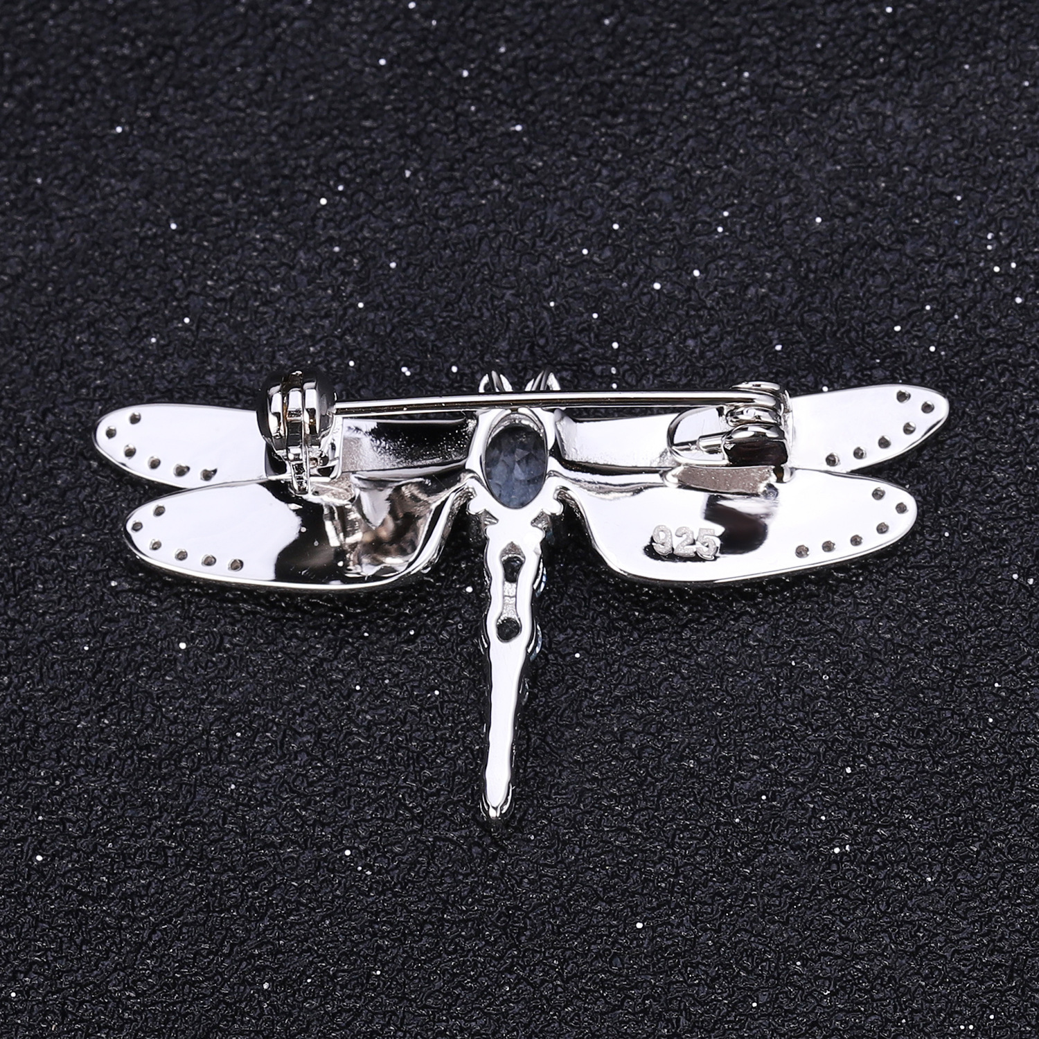 Pins Brooches Jade Angel Natural Blue Topaz Dragonfly Brooch Stylish 925 Sterling Silver Handmade Animal for Women Fine Jewelry 230727