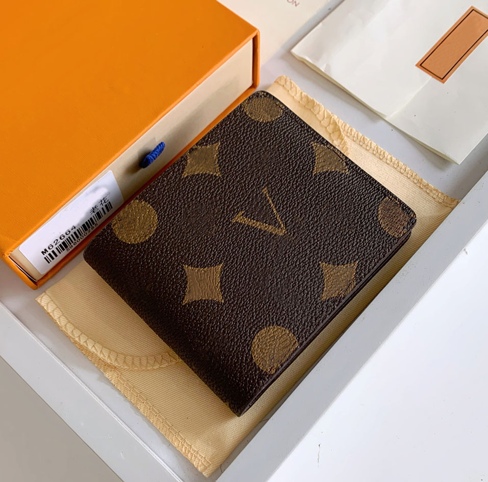 Luxury Leather Designer Purse Wallet Fashion Retro Brown black flower floral Men Classic Card Holders Coin Famous Clutch Wallet cards and coins card holder