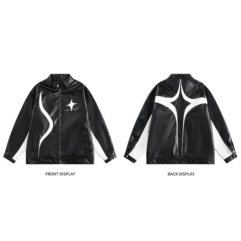 Womens Jackets Spring Autumn Simple Solid Print PU Leather Motorcycle Jacket Unisex Women Baseball Bomber Coat Varsity Men Vintage 230726