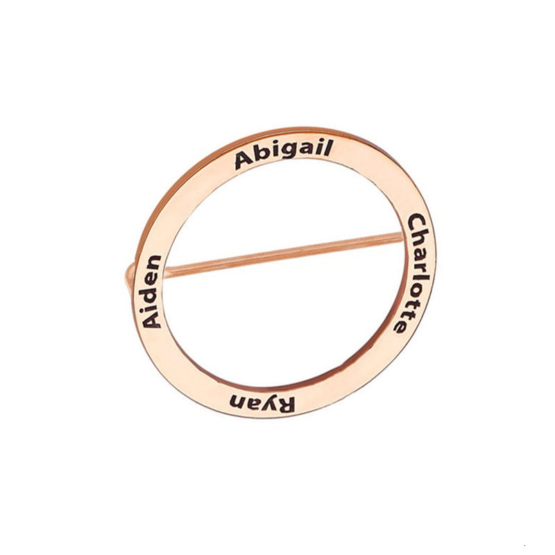 Pins Brooches Personalizado Jewelry Custom Initials Block Monogram Brooch Stainless Steel Geometric Circle for Women Gift 230727