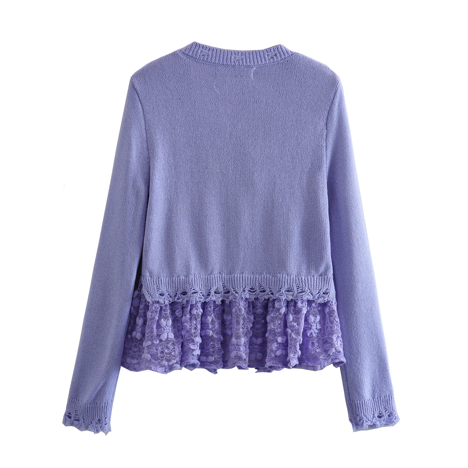 Women's Knits Tees BMZRLJY Pure Desire Spice Girl Fashion Temperament Spring And Summer Purple Laceup Lace Edge Decoration Knitted Coat Female 23