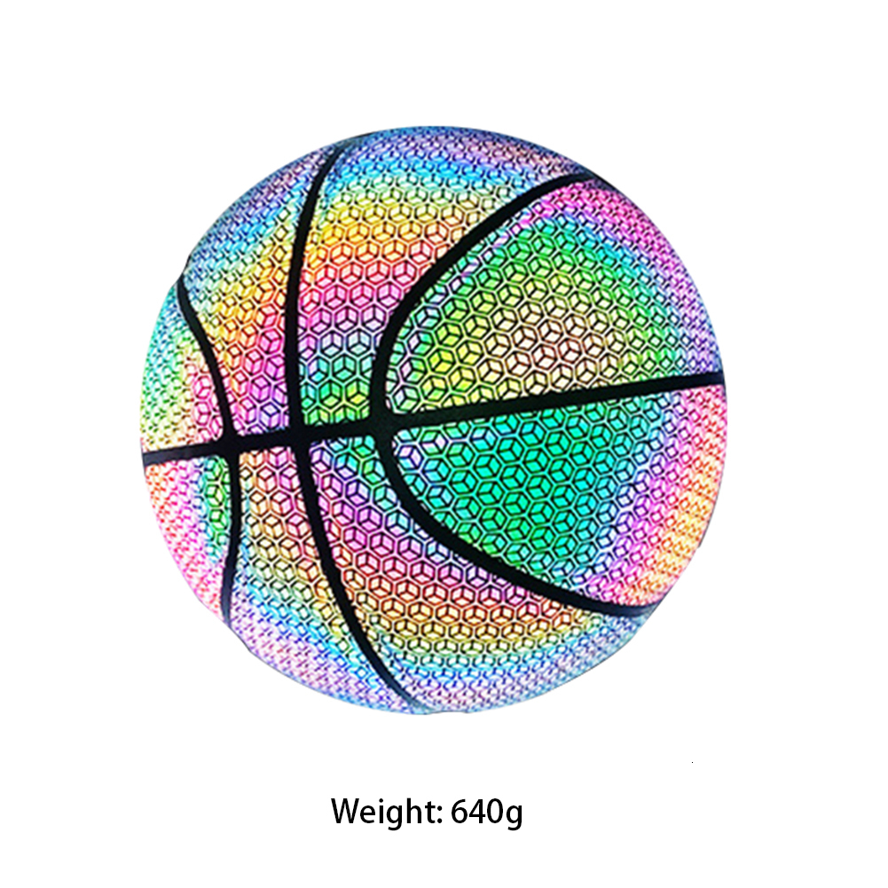 Balls Basketball Holographic Glowing Reflective Durable Luminous Glow Basketballs For Indoor Outdoor Night Game Gifts Toys 230726