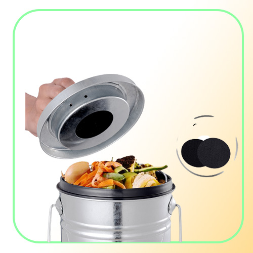 3L Kitchen Compost Bin Outdoor Compost Bucket Indoor Odorless Countertop Compost Pail Black Charcoal Filter Recycling Bin Pail LJ5274805
