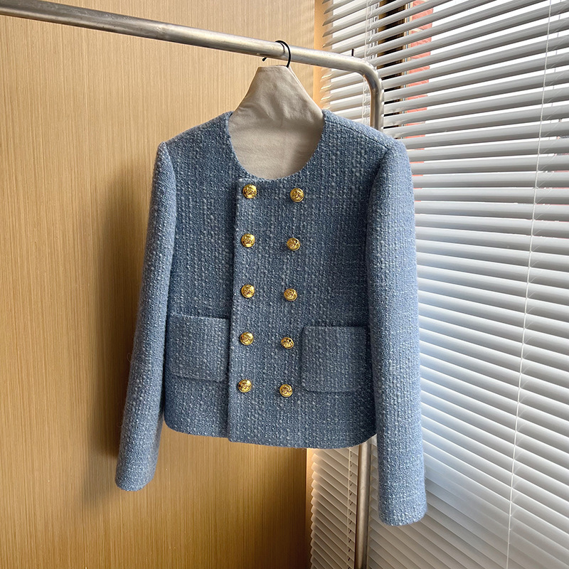 Women's Jackets Autumn Winter Tweed Short Jacket Coat Women Elegant French Golden Double Breasted Woolen Suit Outwear for 230726