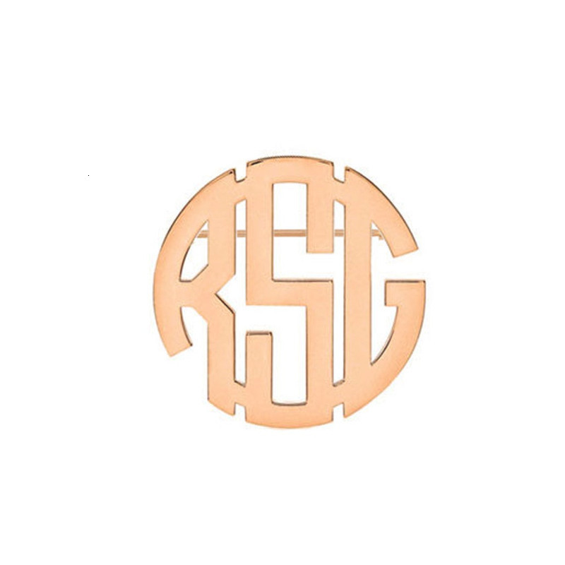 Pins Brooches Personalizado Jewelry Custom Initials Block Monogram Brooch Stainless Steel Geometric Circle for Women Gift 230727