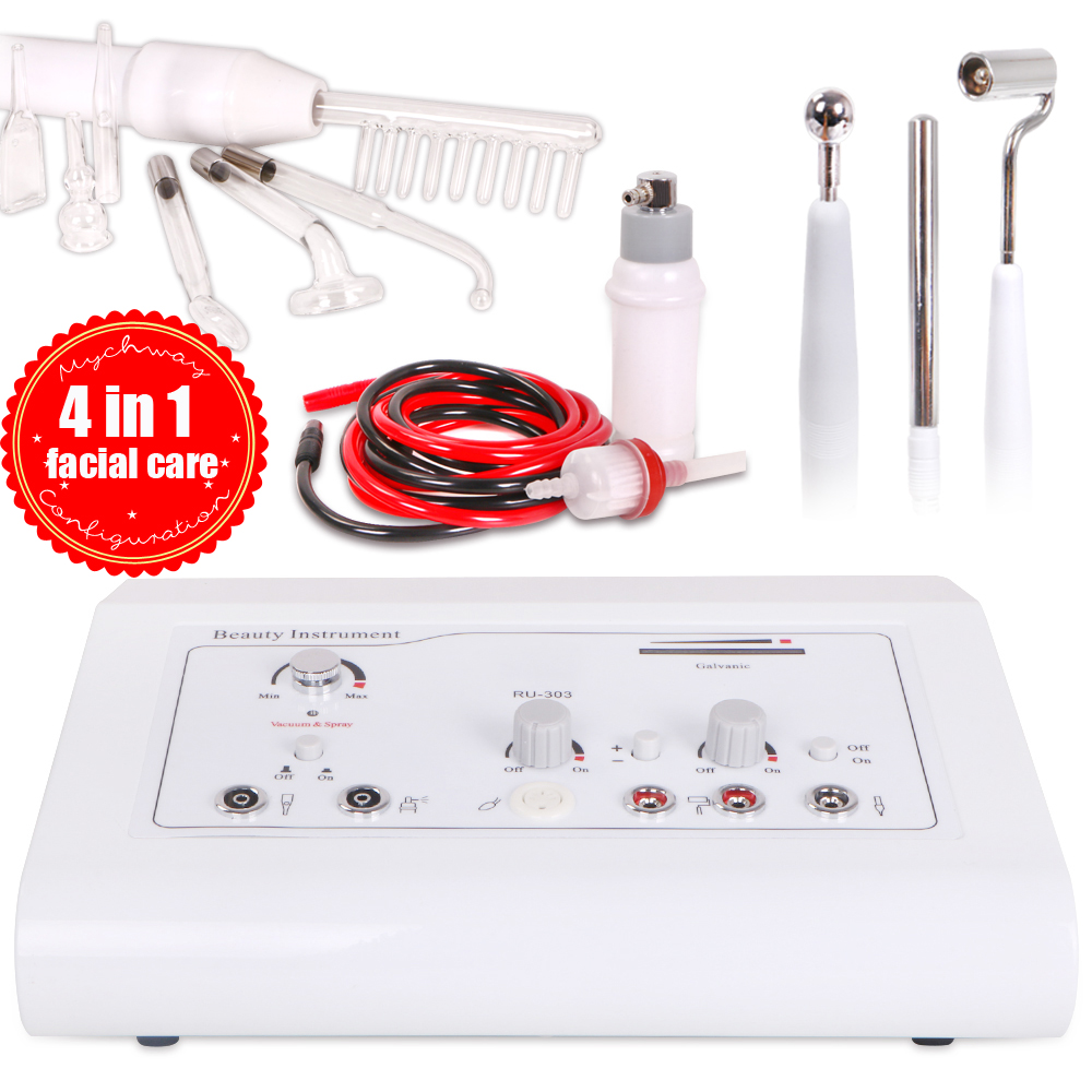 Hot Products 4 in 1 Beauty Instrument - High Frequency, Vacuum Spray, Galvanic Facial Massage Machine, and Microcurrent Face Device for Professional S