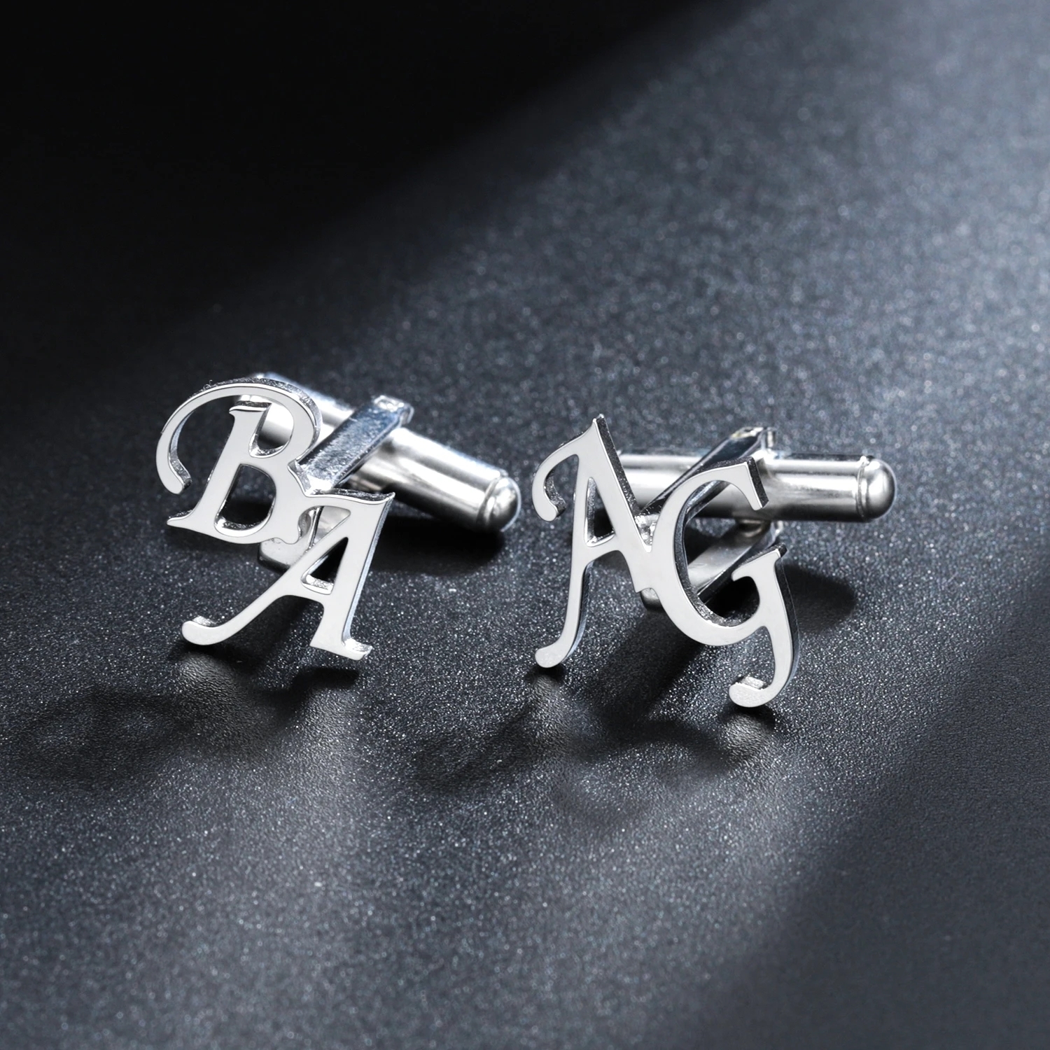 Pins Brooches Personalized Men's Cufflinks High Quality Stainless Jewelry Custom Letter Wedding Men Shirt Cufflink Father's Day Gift 230727