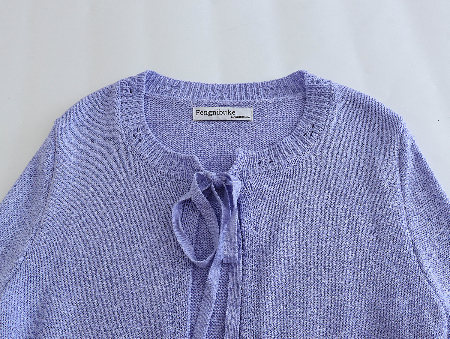 Women's Knits Tees BMZRLJY Pure Desire Spice Girl Fashion Temperament Spring And Summer Purple Laceup Lace Edge Decoration Knitted Coat Female 23