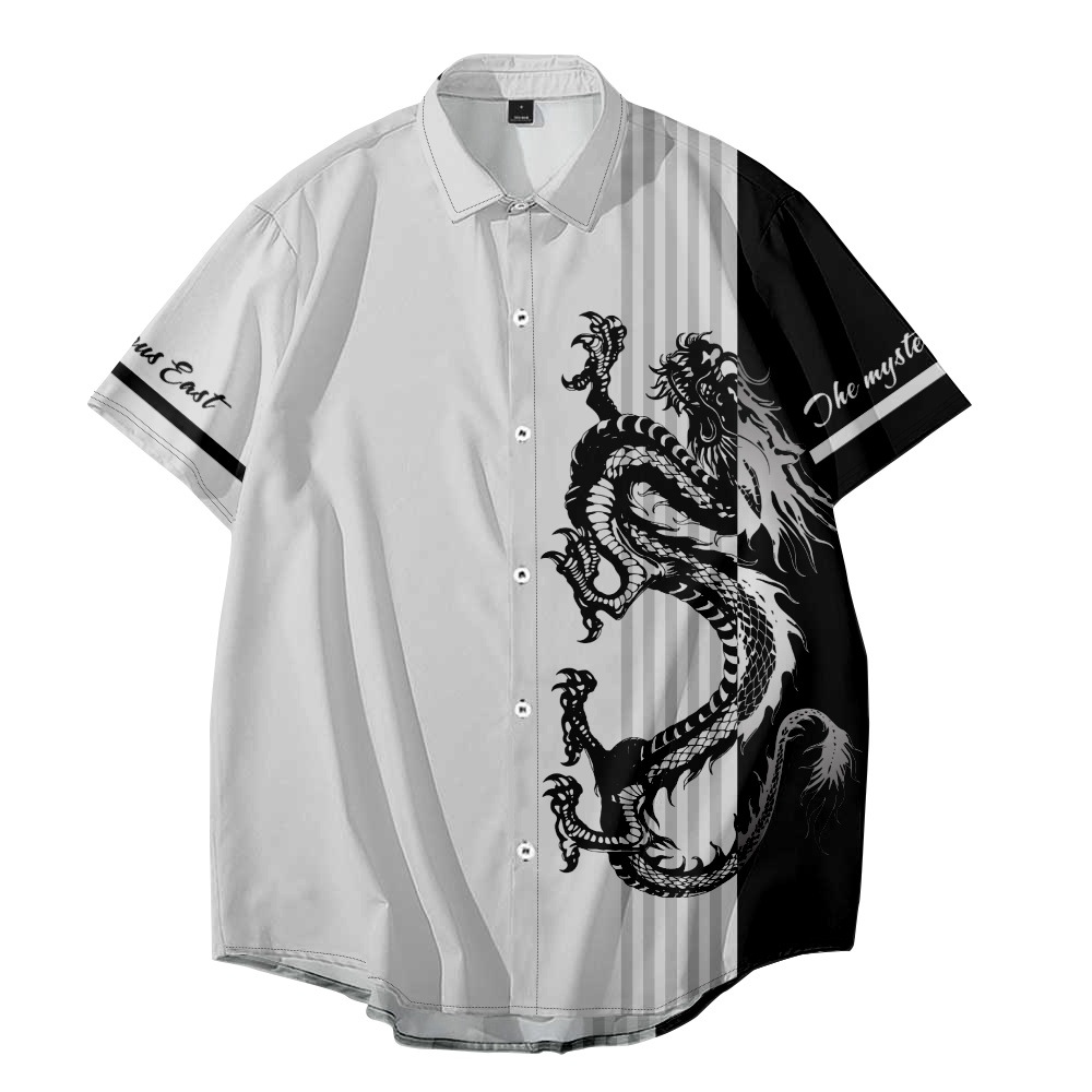 Mens clothing shirts men designer tops men's shirt new style summerShort sleeve shirt personality men casual beach top stand collar digital print