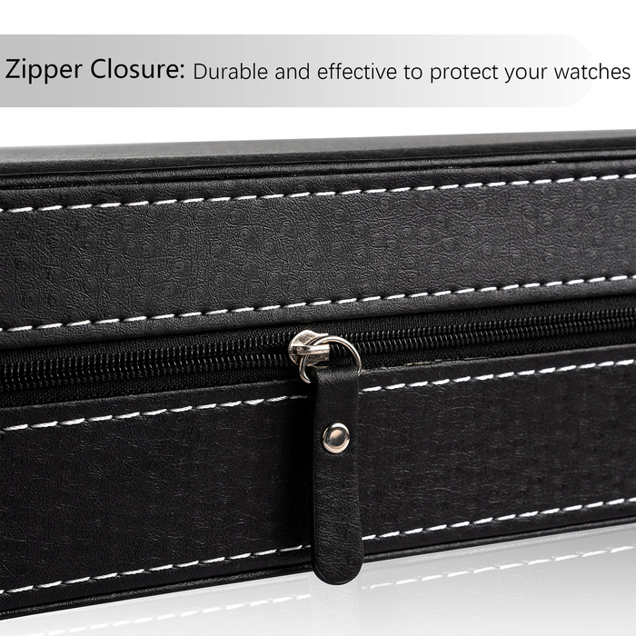 Watch Boxes Cases 12/10/6 Slot Watch Organizer Box Zippered Travel Case PU Leather Watch Storage Box Watch Collection Display Holder 230727