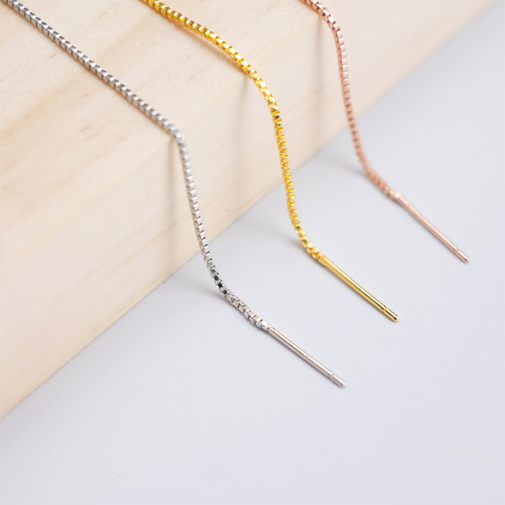 Hoop Huggie Custom Name Earrings Personalized Threader Gold Stainless Steel Dangle Long Chain Ear Line For Women 230727