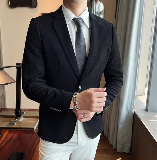 Mens Suits Blazers Solid Color Formal Long sleeve Groom Blazer Single Breasted Male Cotton Blend Coat ABZ01 230726