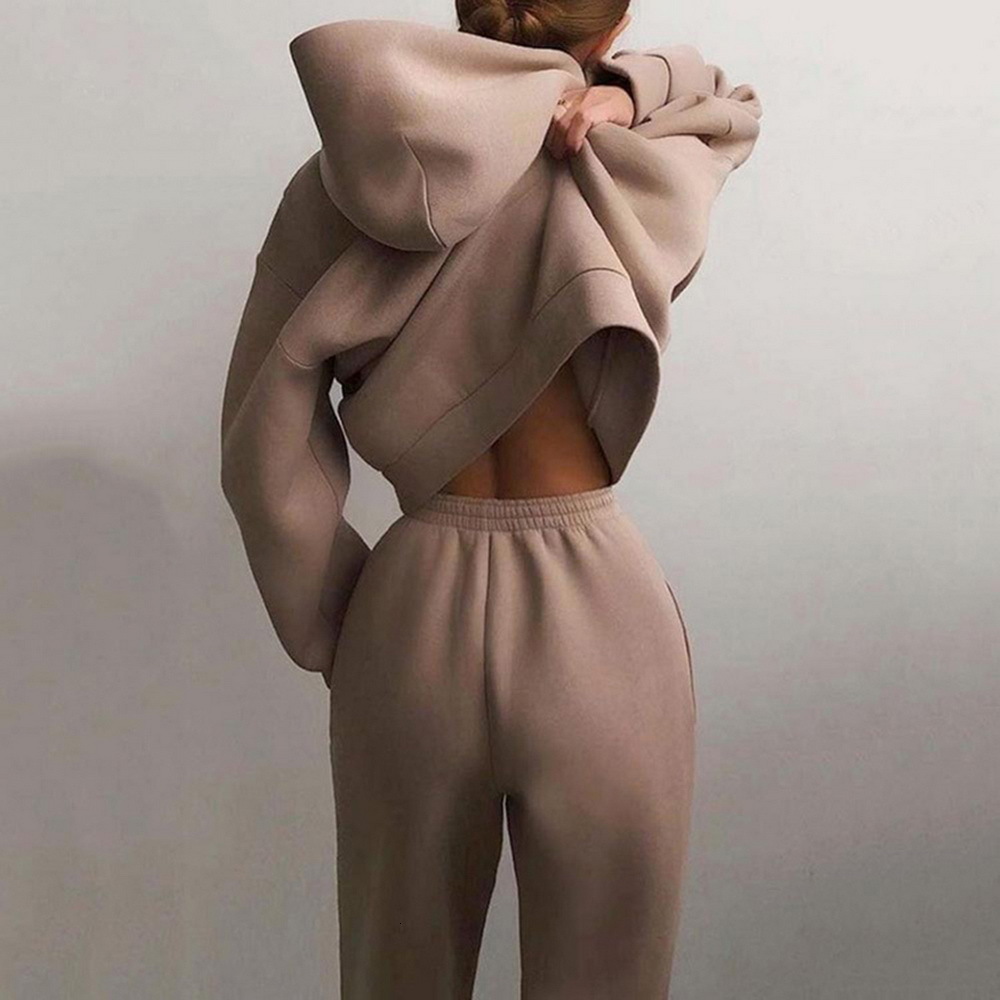 Women's Hoodies Sweatshirts 2 Piece Set Thickened Tracksuit Autumn Winter Warm Top Pant Suits Outfits Sweatpants 230727