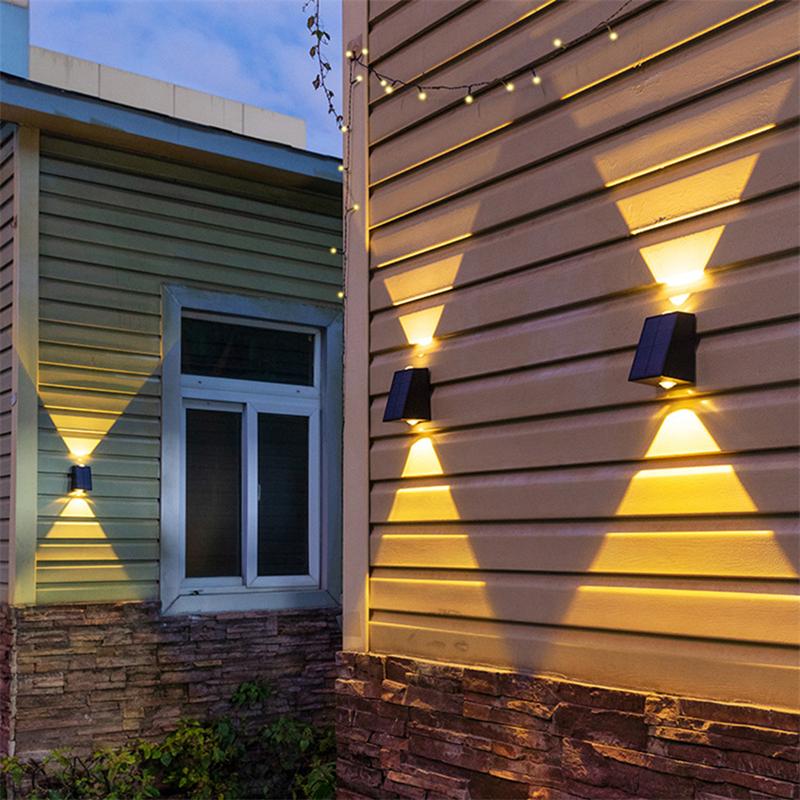 Outdoor LED Solar Wall Light Waterproof Garden 2led Up And Down Decoration Villa Courtyard Porch Stair Fence Wall Lamp