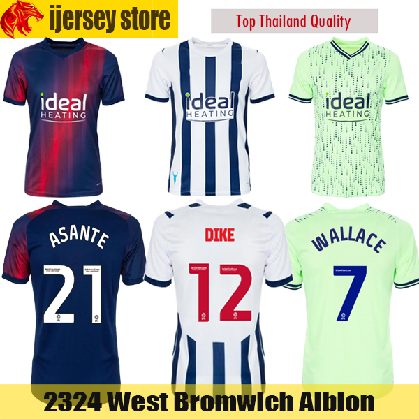 23 24 West Bromwichs Albion Soccer Jerseys Dike 2023 2024 Asante Wallace Molumby Phillips Diang Swift Football Shirt Mens Jersey-image