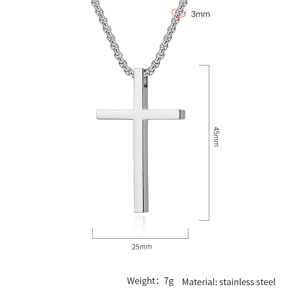 Minimalism Stainless Steel Cross Pendant Necklace Religious Jewelry Men Women Sweater Chain