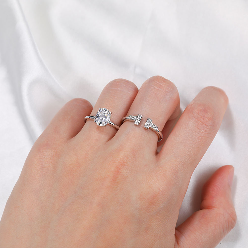 Wedding Rings Engagement for Women Solitaire Ring 925 Sterling Silver 13ct Oval Cut D Color VVSI Lab Diamond Bands Jewelry 230726