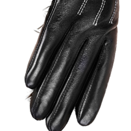 Winter black sheepskin Mittens Leather Gloves For Women Rabbit Fur Wrist Top Sheepskin Gloves Black Warm Female Driving Gloves 201