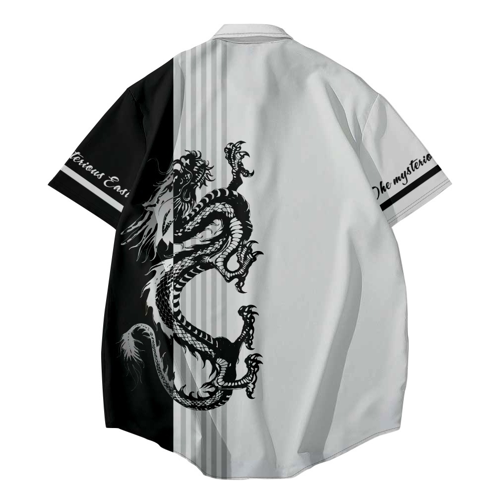 Shirts mens burberry shirt men's shirt new style summerShort sleeve shirt personality men casual beach top stand collar digital printing cotton D