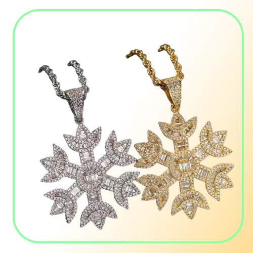 iced out snowflake pendant necklaces men luxury designer mens bling diamond snowflakes pendants gold silver flower necklace jewelr