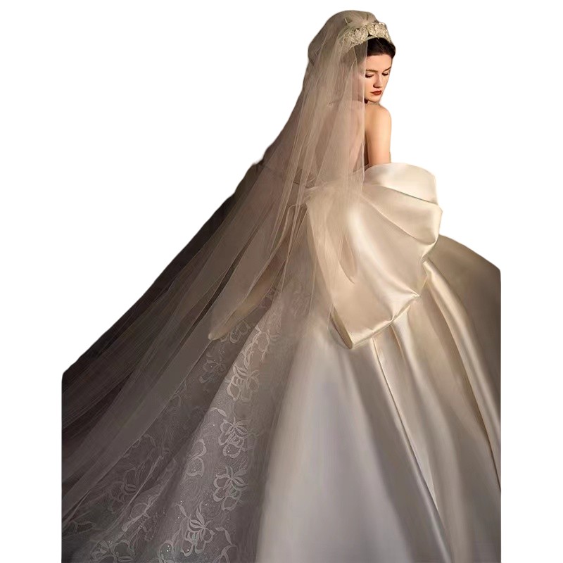 Sweetheart ball gown Crystal Beads Big Bow Back Bridal Gowns robe de mariage Custom Made Princess satin lace wers plus size Wedding Dresses