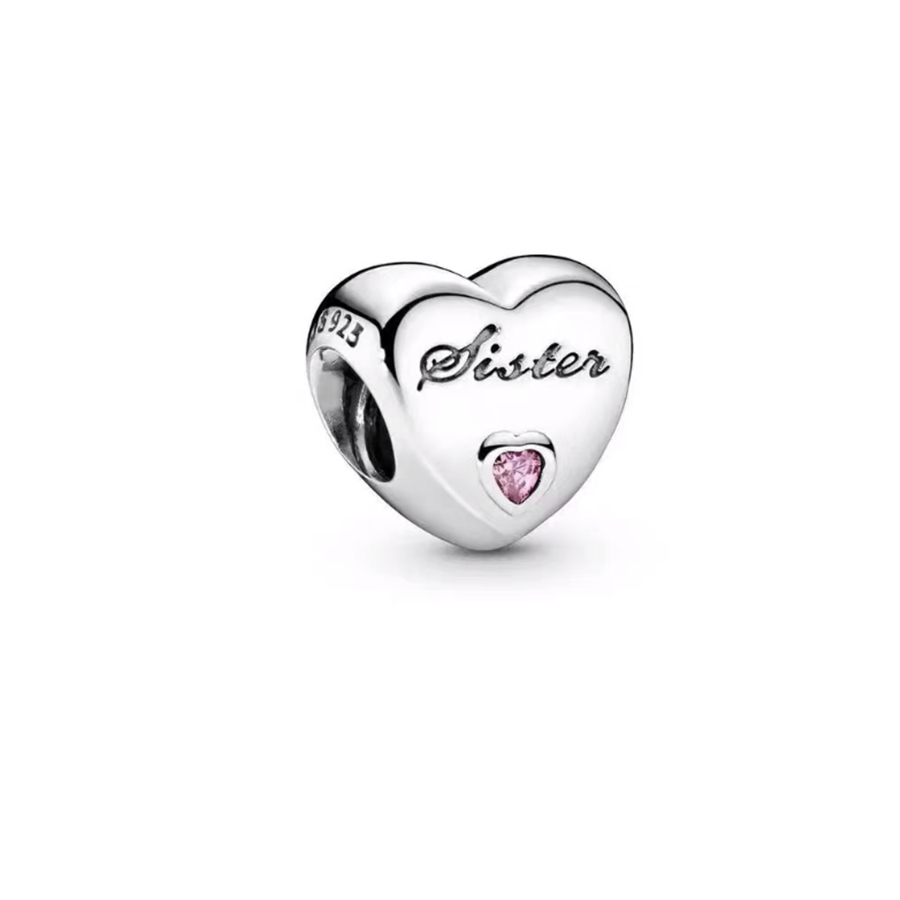 925 Silver Charm BDaughter Sister Wife Cousin Uncle Heart Shape Fashion Charms Set Pendant DIY Fine Beads Jewelry, A Special Gift for Women