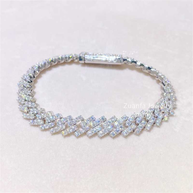 bracelet necklace mossanite 925 Sterling Silver Iced Out Jewelry 8mm Moissanite Cuban Bracelet Vvs Moissanite Link Cuban Bracelet
