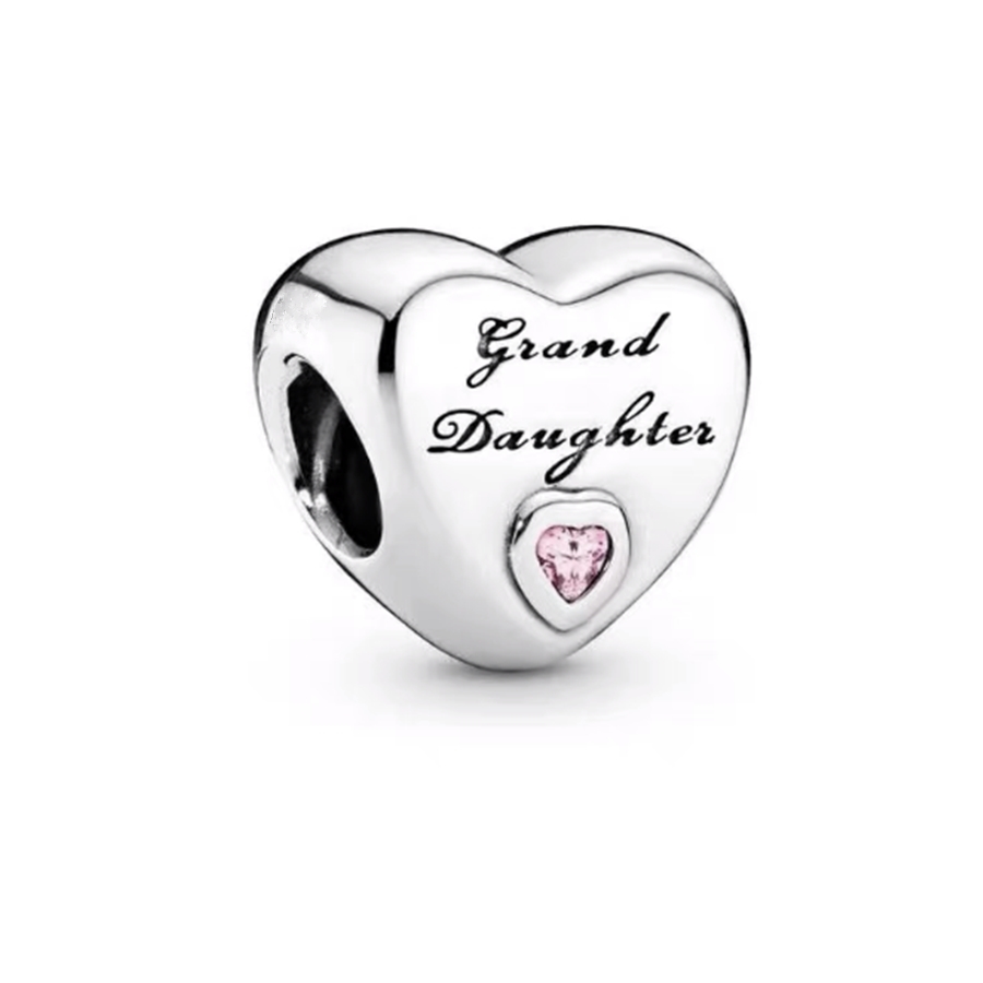 925 Silver Charm BDaughter Sister Wife Cousin Uncle Heart Shape Fashion Charms Set Pendant DIY Fine Beads Jewelry, A Special Gift for Women