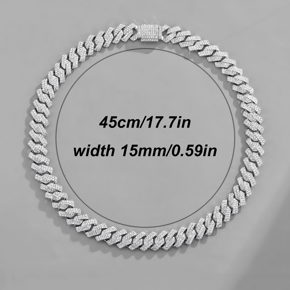 Chokers 16mm Men Iced Out Chain Necklace Heavy Rhombus Hip Hop Miami Cuban Chains Bling Necklace Fashion Jewelry For Men Chain Gift 230728