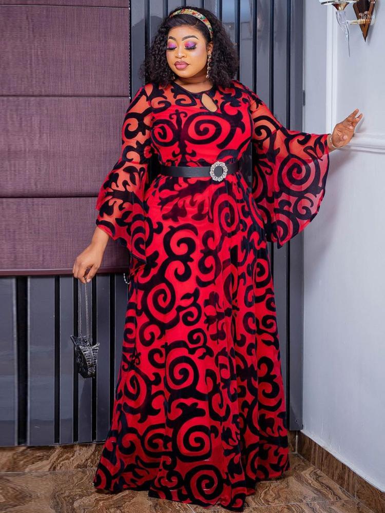 Casual Dresses Long Sleeve Chiffon For Women African Dashiki Print Robe Dubai Abayas Wedding Party Birthday Gown 2023 Summer Clothing