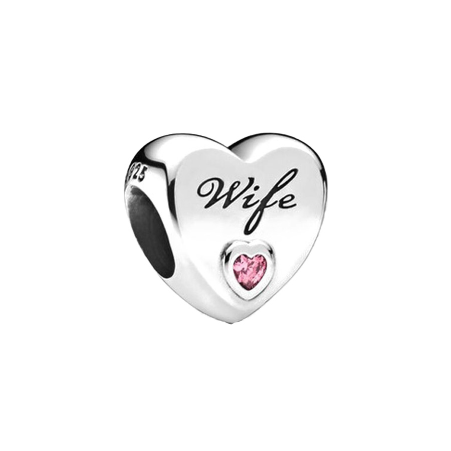 925 Silver Charm BDaughter Sister Wife Cousin Uncle Heart Shape Fashion Charms Set Pendant DIY Fine Beads Jewelry, A Special Gift for Women