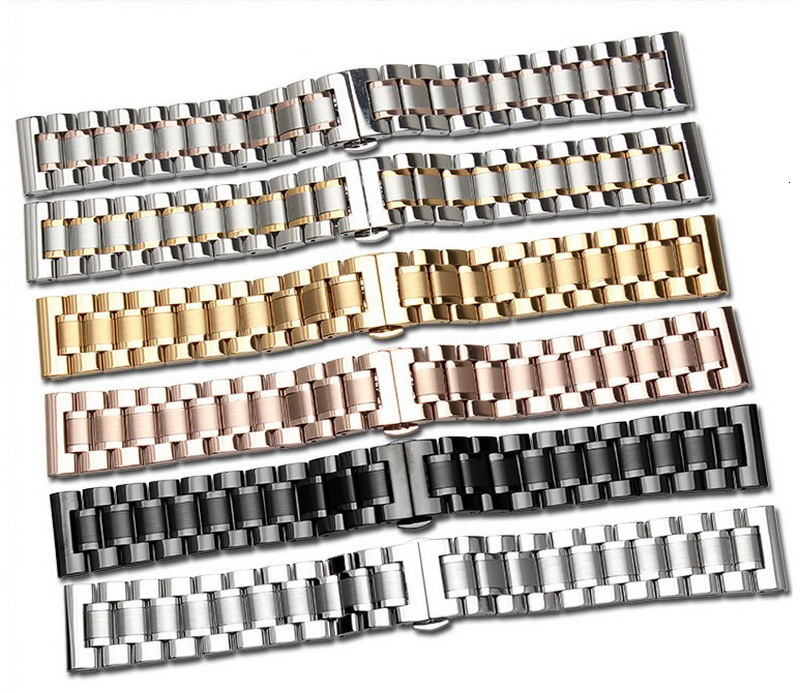 Watch Bands Stainless Steel Watch band Strap Bracelet Watchband Wristband Butterfly Black Silver Rose Gold 14mm 16mm 18mm 20mm 22mm 24mm 230728