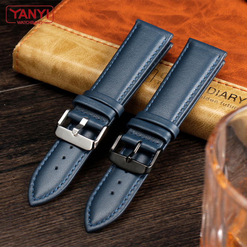 Watch Bands Top layer cowhide Genuine Leather bracelet dark blue color watch strap 16mm 18mm 19mm 20mm 21mm 22mm watchband wristwatches band 230728