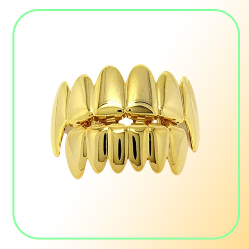 Grillz Teeth Set High Quality Mens Hip Hop Jewelry Real Gold Plated Grills