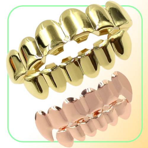 Grillz Teeth Set High Quality Mens Hip Hop Jewelry Real Gold Plated Grills
