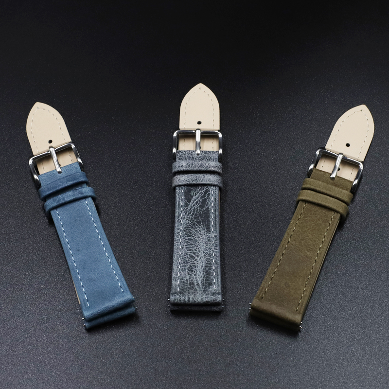 Watch Bands Onthelevel Leather Watch Band Strap 18 19 20 22mm Gray Blue Brown Man Replacement Belt Watchband Accessories #E 230728