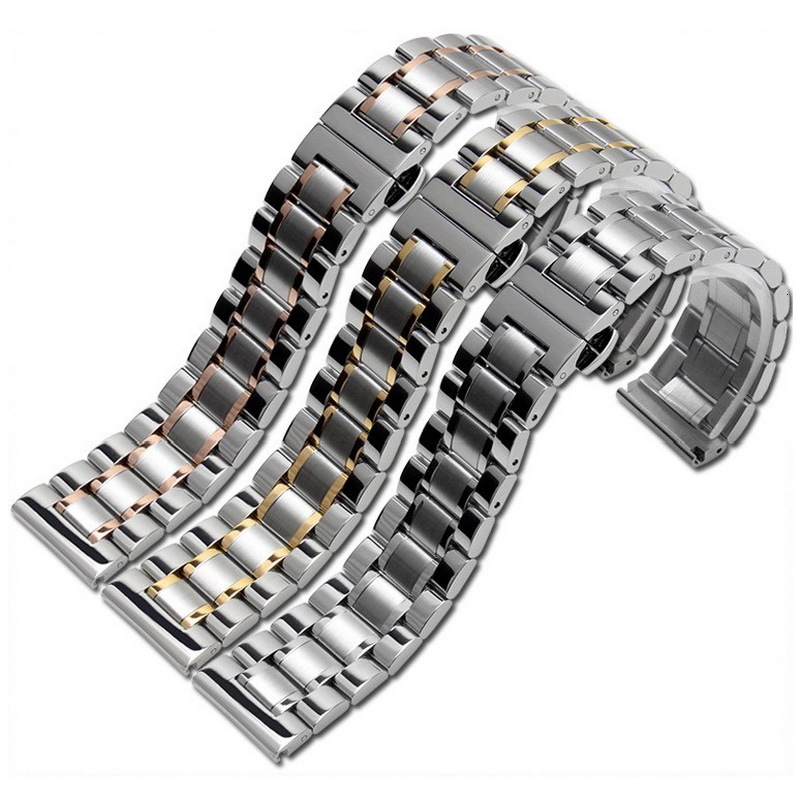 Watch Bands Stainless Steel Watch band Strap Bracelet Watchband Wristband Butterfly Black Silver Rose Gold 14mm 16mm 18mm 20mm 22mm 24mm 230728