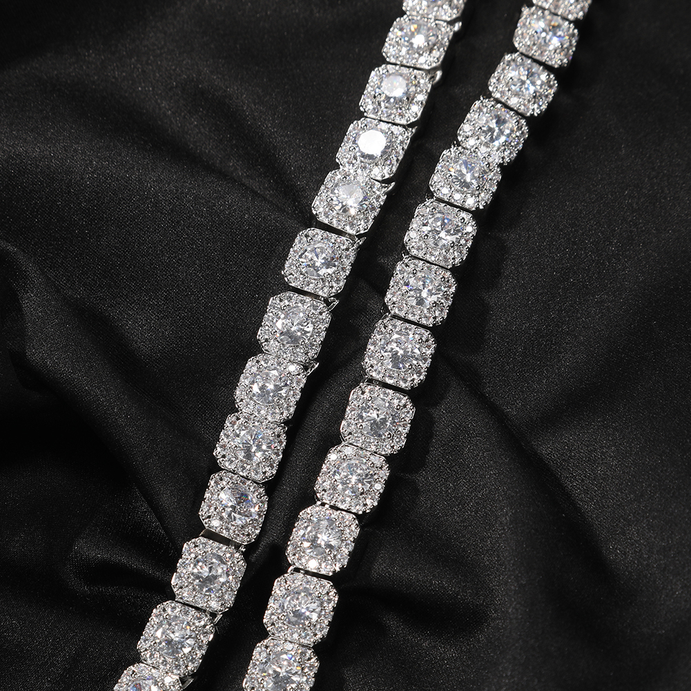 Charms THE BLING KING 10mm Square Clustered Tennis Chain Men's Bracelet HipHop Link Iced Out Baguettecz Cubic Zirconia Rock Jewelry 230727
