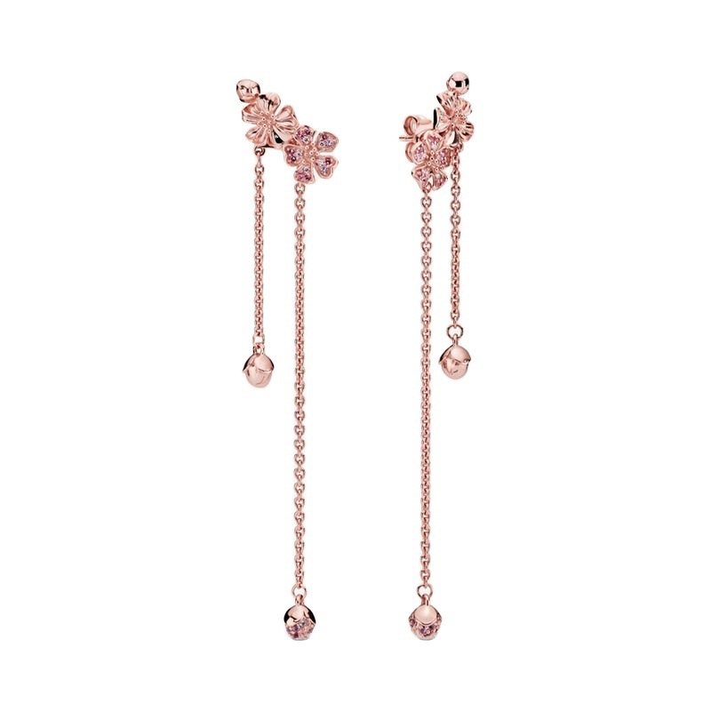 Silver Stream Soviet Earrings LR Plate Fashion Simple Earrings Female Pink Rose Gold Earrings Full Dia Pink Earrings Jewelry Free Delivery