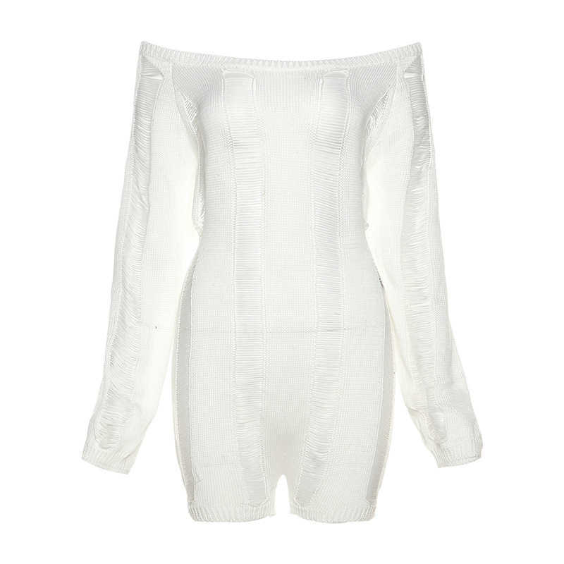 2023 Womens jumpsuits amp rompers New Sexy One-shoulder Hollow Hole Open Back Knitted Wrapped Hip Slim Bodysuit