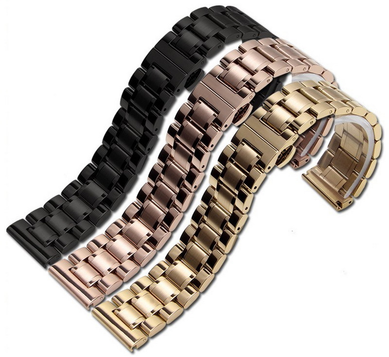 Watch Bands Stainless Steel Watch band Strap Bracelet Watchband Wristband Butterfly Black Silver Rose Gold 14mm 16mm 18mm 20mm 22mm 24mm 230728