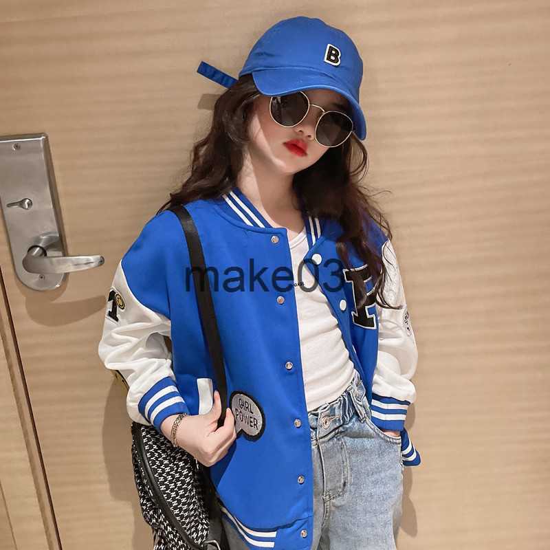 Jackets Spring Autumn Kids Jackets Girls Cardigans Fashion Print Baseball Uniform For Baby Girl Coat Children Clothing Teen Sport Jacket J230728